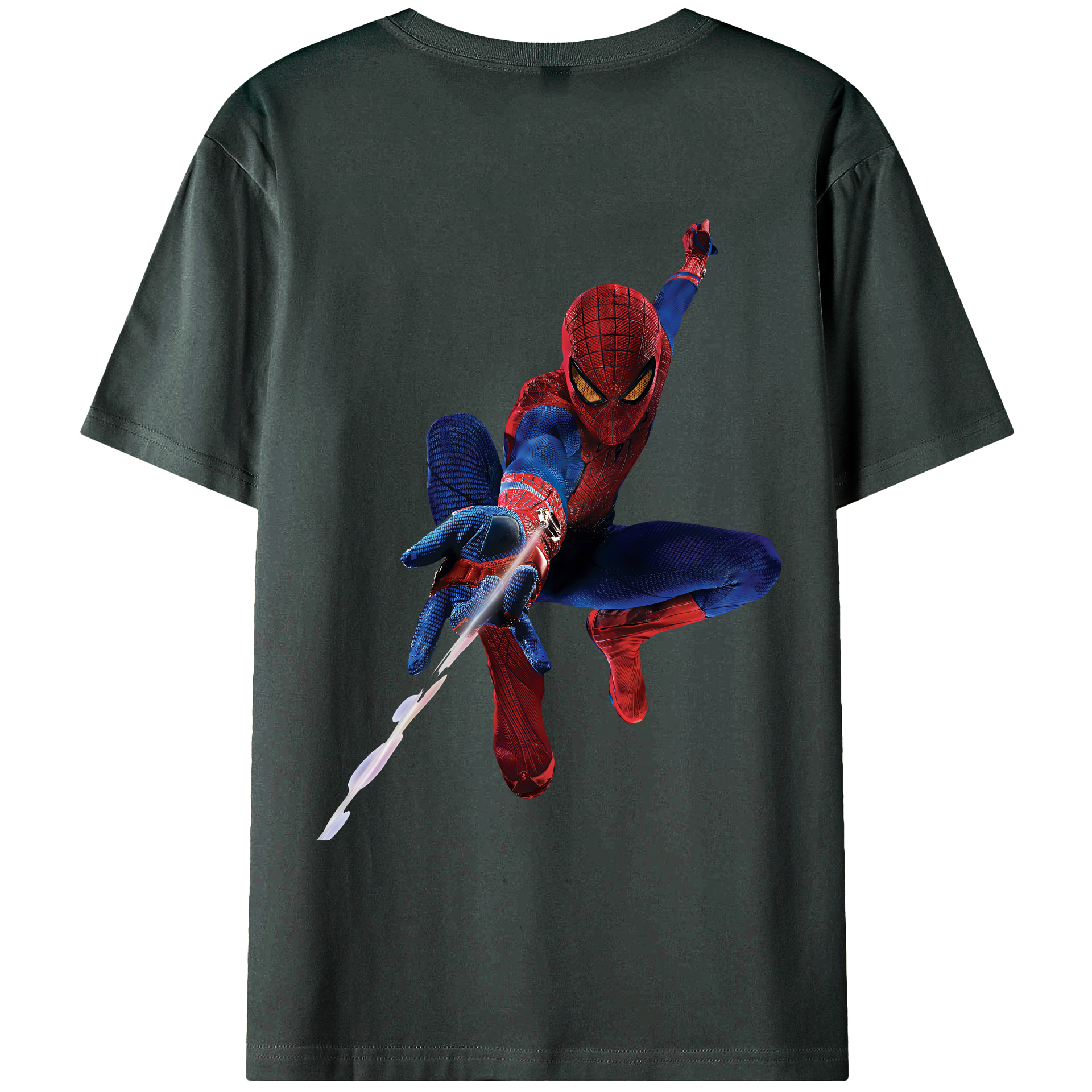 （画像用） Spider Man スパイダーマン 綿100％ メンズ半袖Tシャツ（バックプリント） 通気性